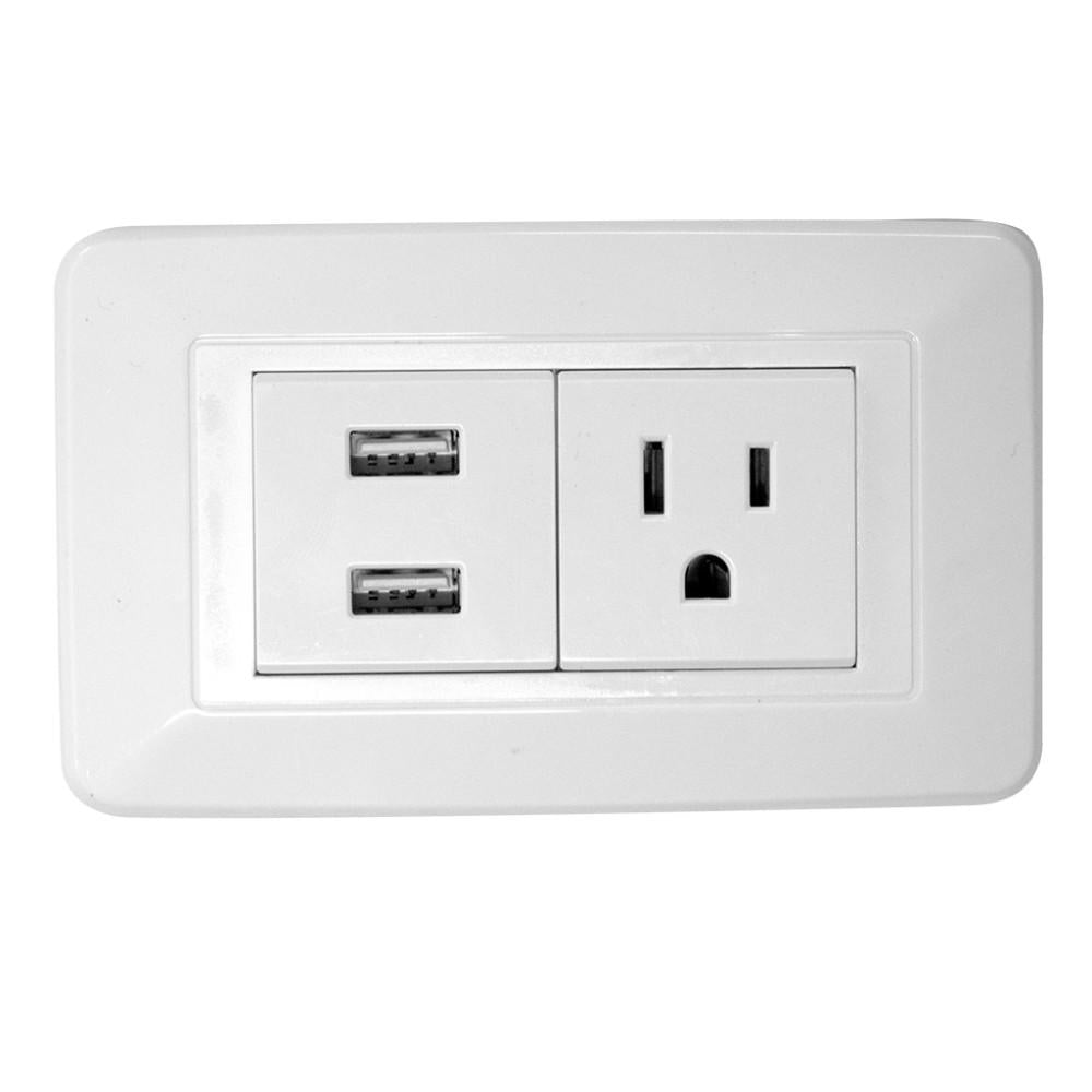 Linea Bk Blanca Incrustar Toma Sencillo  2 Usb 118K36 Ht20770