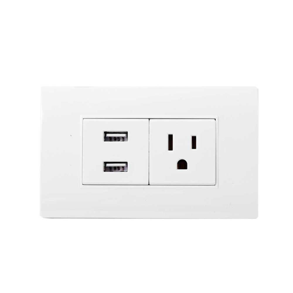 Linea Bk Plus Blanca Incrustar Toma Sencillo  2 Usb 118K36 Ht20686