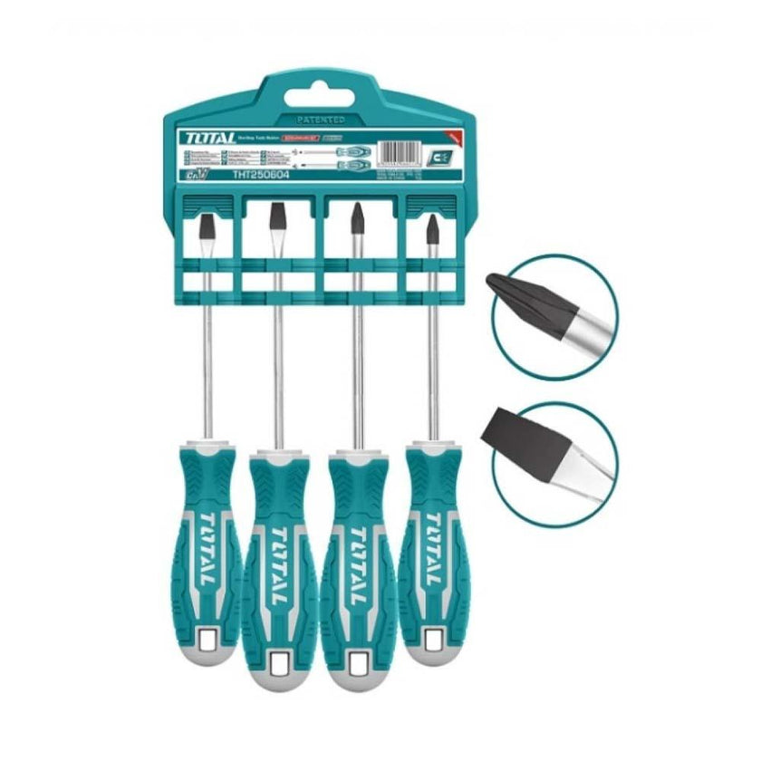 Juego Destornilladores X 4Pcs Punta Inmantada Total Tht250604