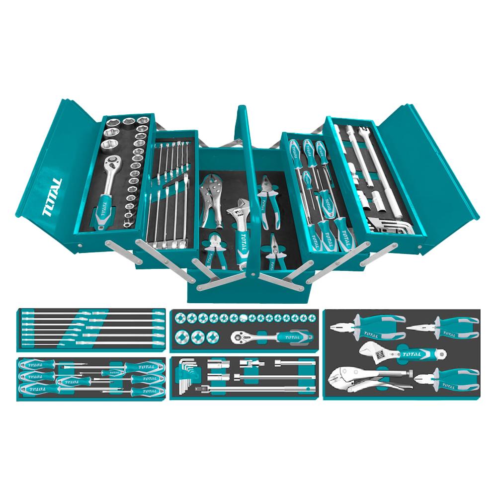 Caja De Herramientas Incluye 59 Pzs Industrial Metalica Total   Thtcs12591