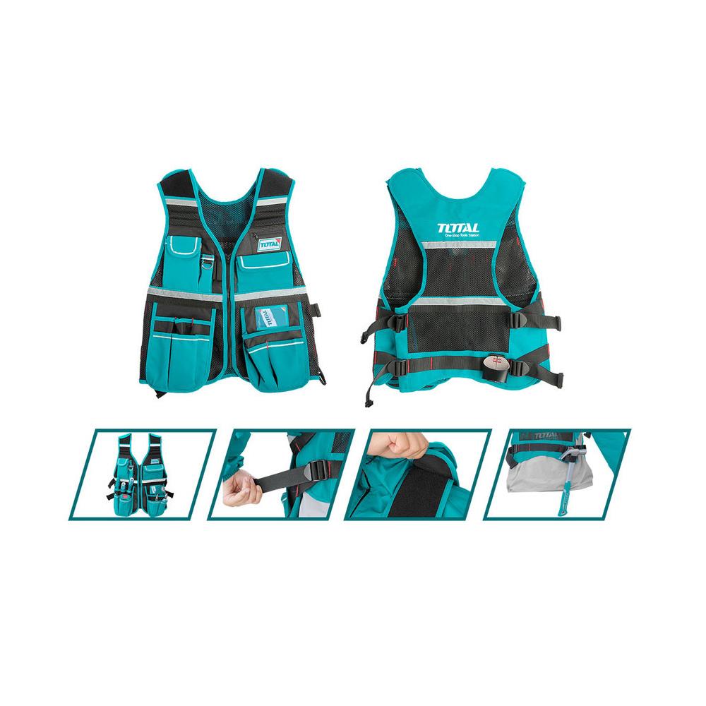 Chaleco Porta  Herramienta De 12 Bolsillos Industrial Capacidad Maxima 3Kg Total Ttvt1601