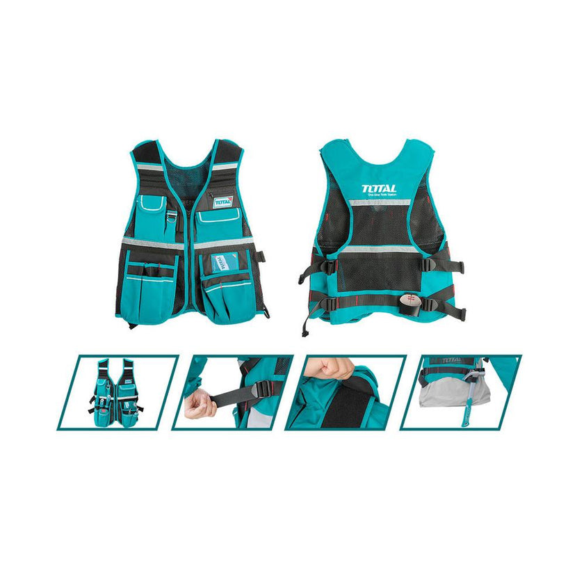 Chaleco Porta  Herramienta De 12 Bolsillos Industrial Capacidad Maxima 3Kg Total Ttvt1601
