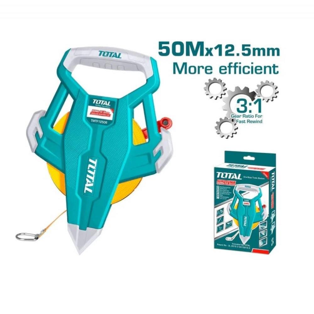 Decametro 50Mts  Industrial Fibra De Vidrio Mango Ergonomico Total Tmtf13506