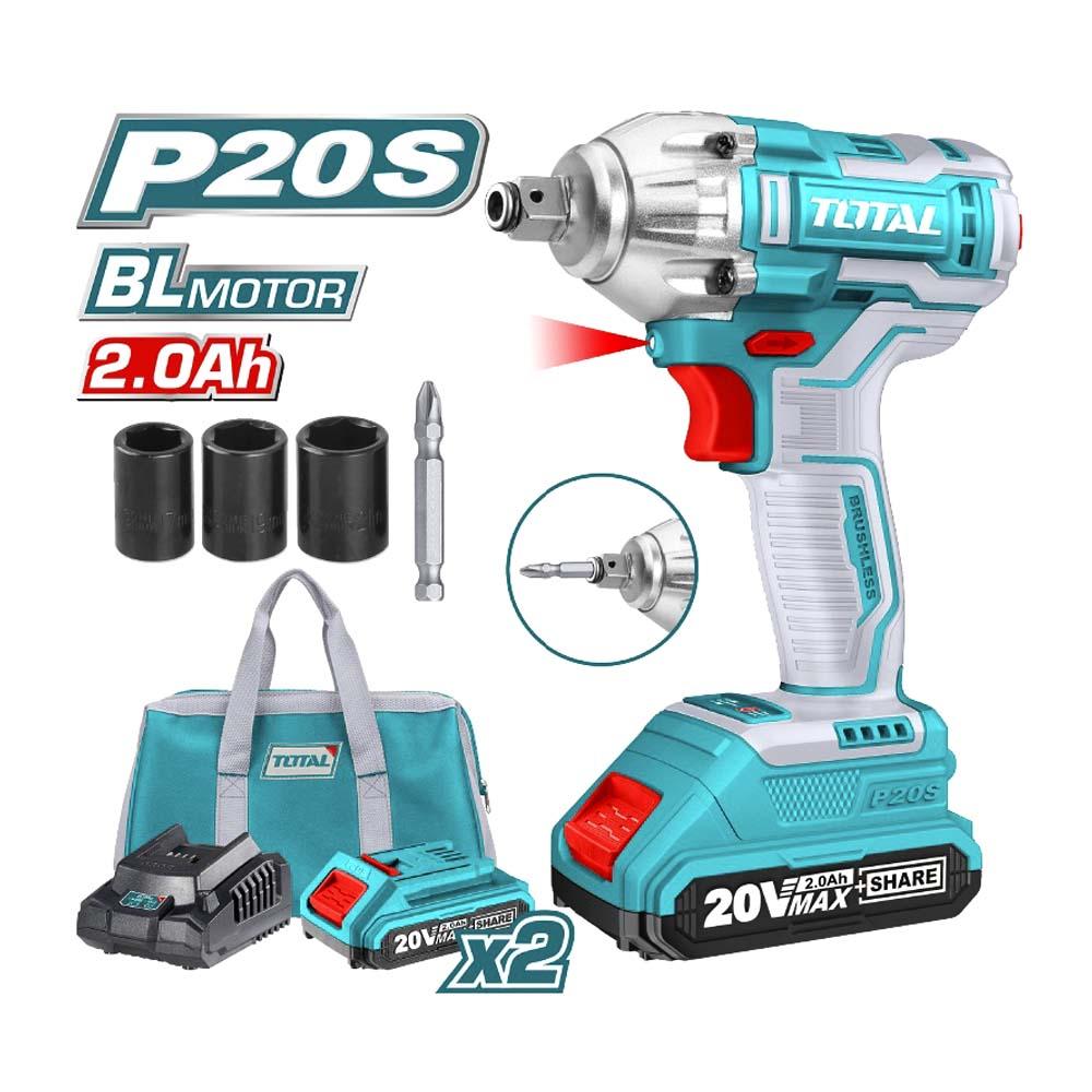 Pistola Impacto 20V Incluye 2 Baterias 1 Cargador Copas De 171921 Y Punta Destornillador Totalutiwli20208