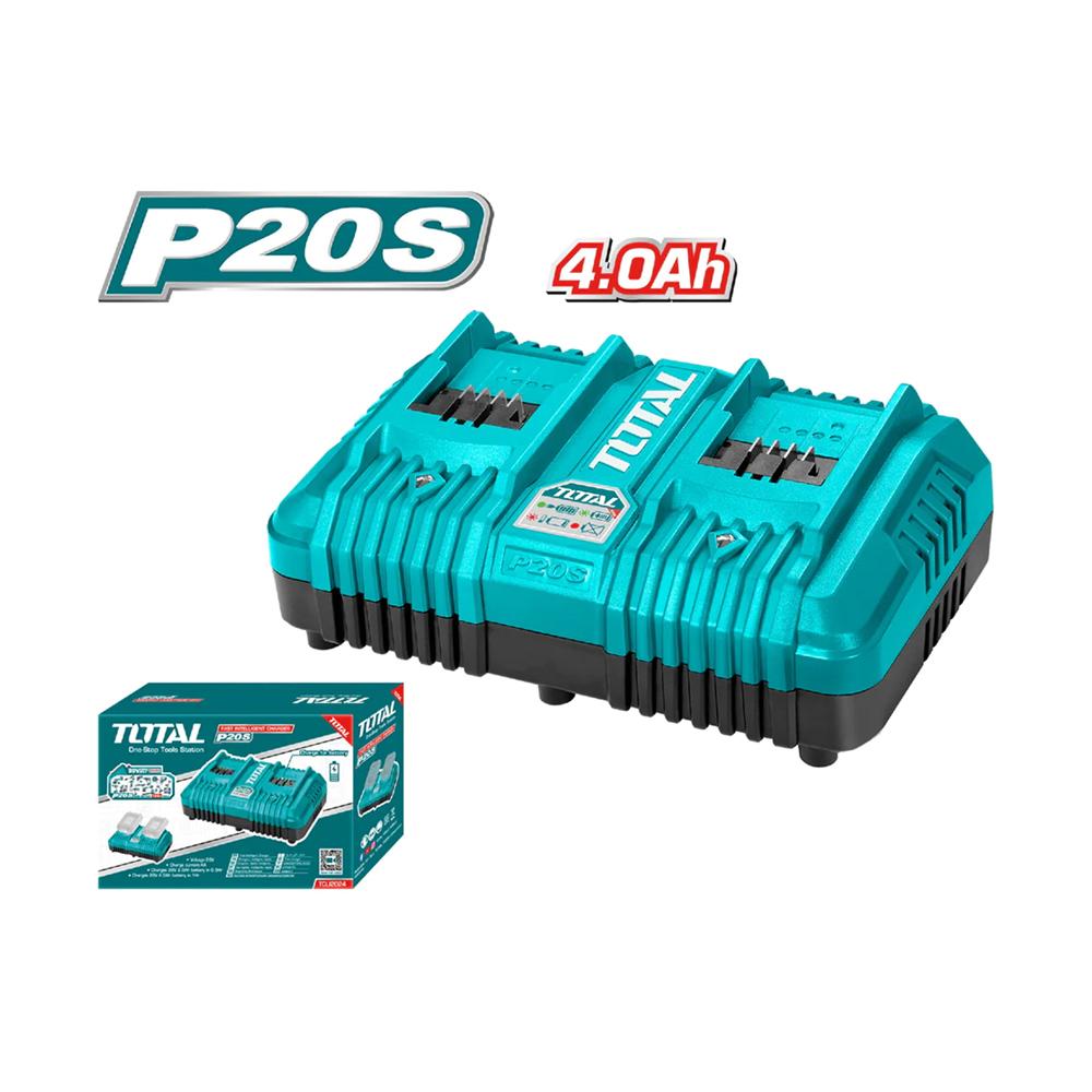 Cargador Inteligente Doble Para Baterias 20V Industrial Total Utcli2034