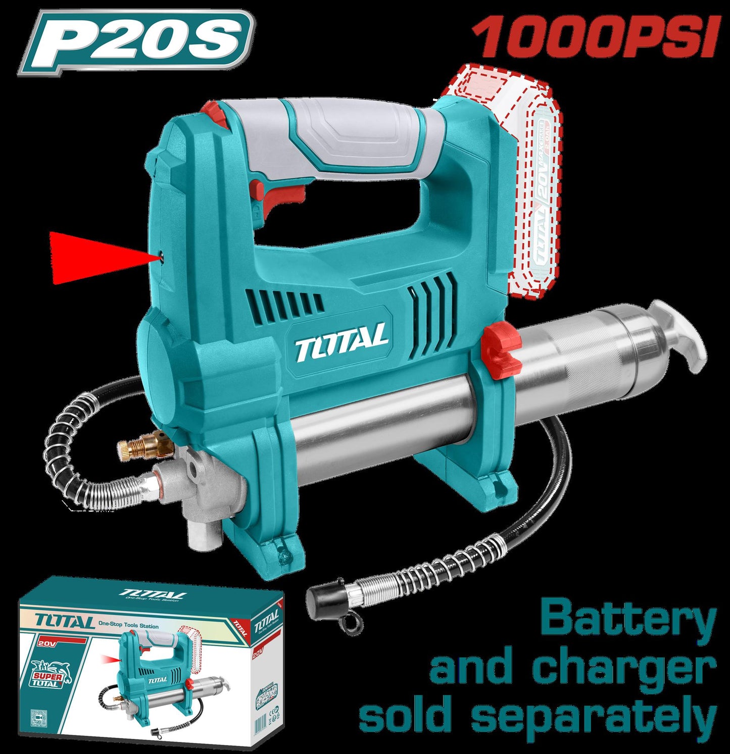 Engrasadora Inalmbrica 30 20V 10000 Psi Capacidad 453G Industrial No Incluye Bateria Y Cargador Total Tggli2010