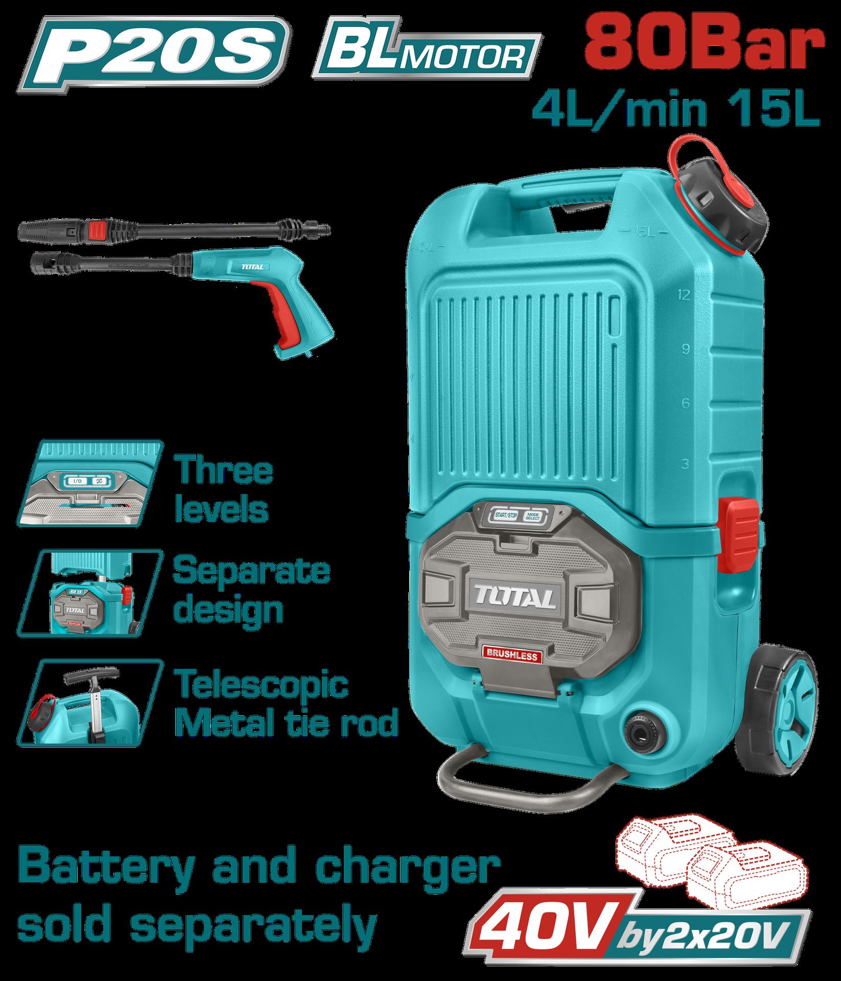 Hidrolavadora Portatil 40V 1160Psi Industrial No Incluye Bateria Ni Cargador Total Tpwli4006