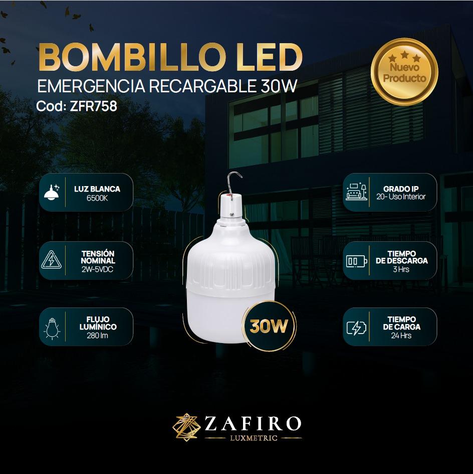 Bombillo Led 50W Recargable De Emergencia 6500K Zfr759