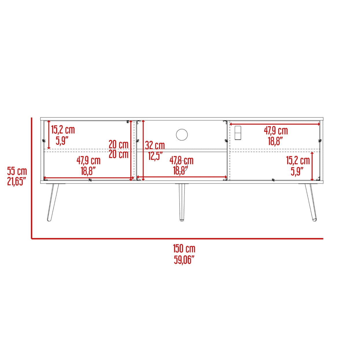 Rack Tv Funes Eco 55X150X40 Rta Wengue