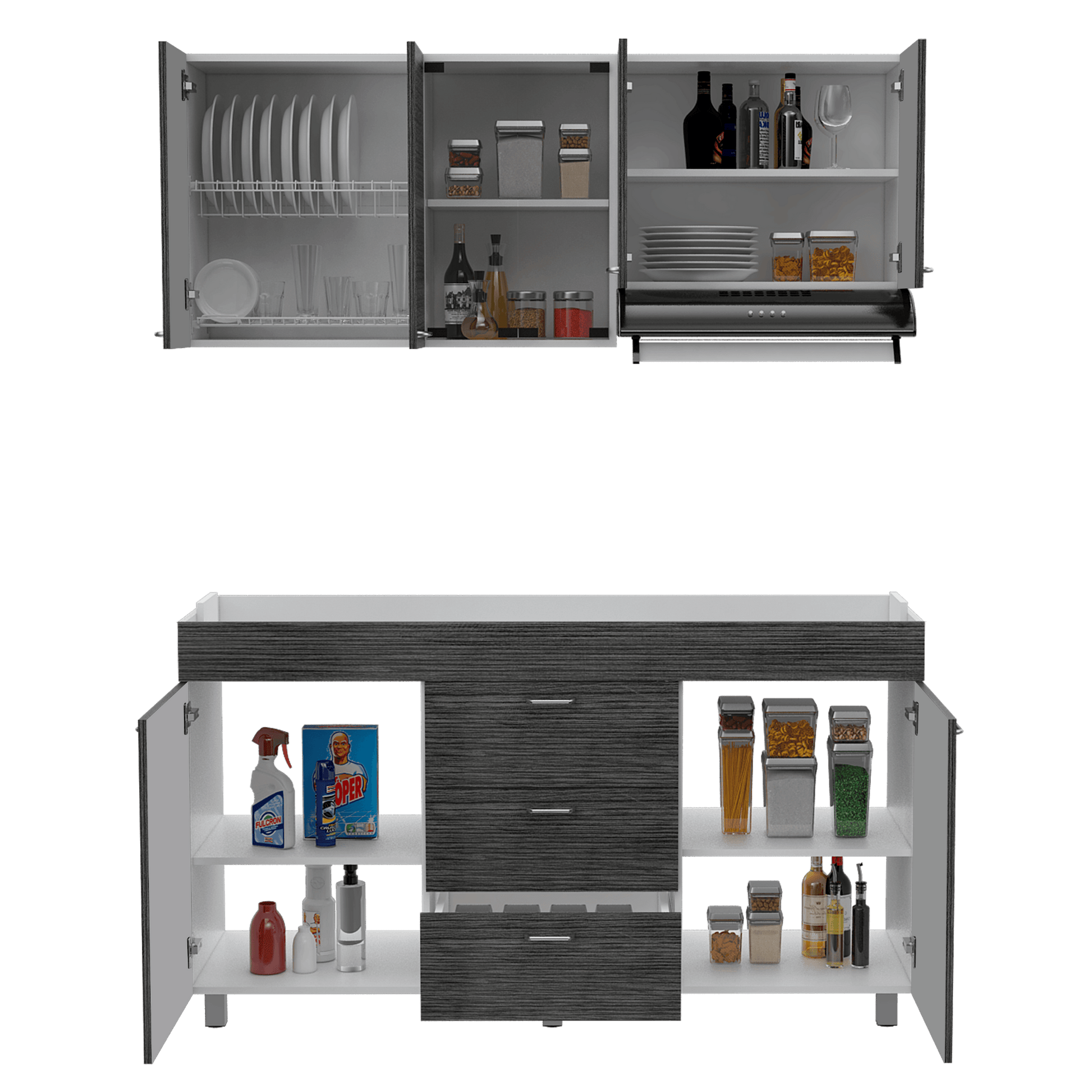 Cocina 150 Lumina Izq 60X150X31 Rta Blanco Roble Gris