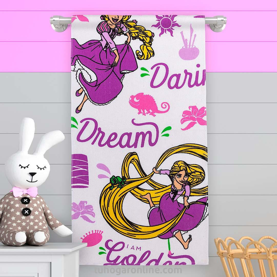 Toalla Infantil 320 Gramos Rapunzel Y Camaleón Absorbente