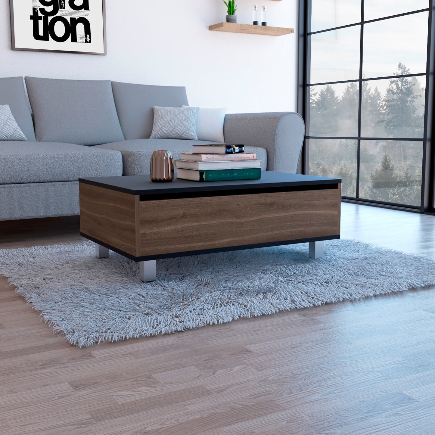 Mesa De Centro Funcional 5G-2 (1C) Milan+Wengue 29.7X80X54.5 Cm