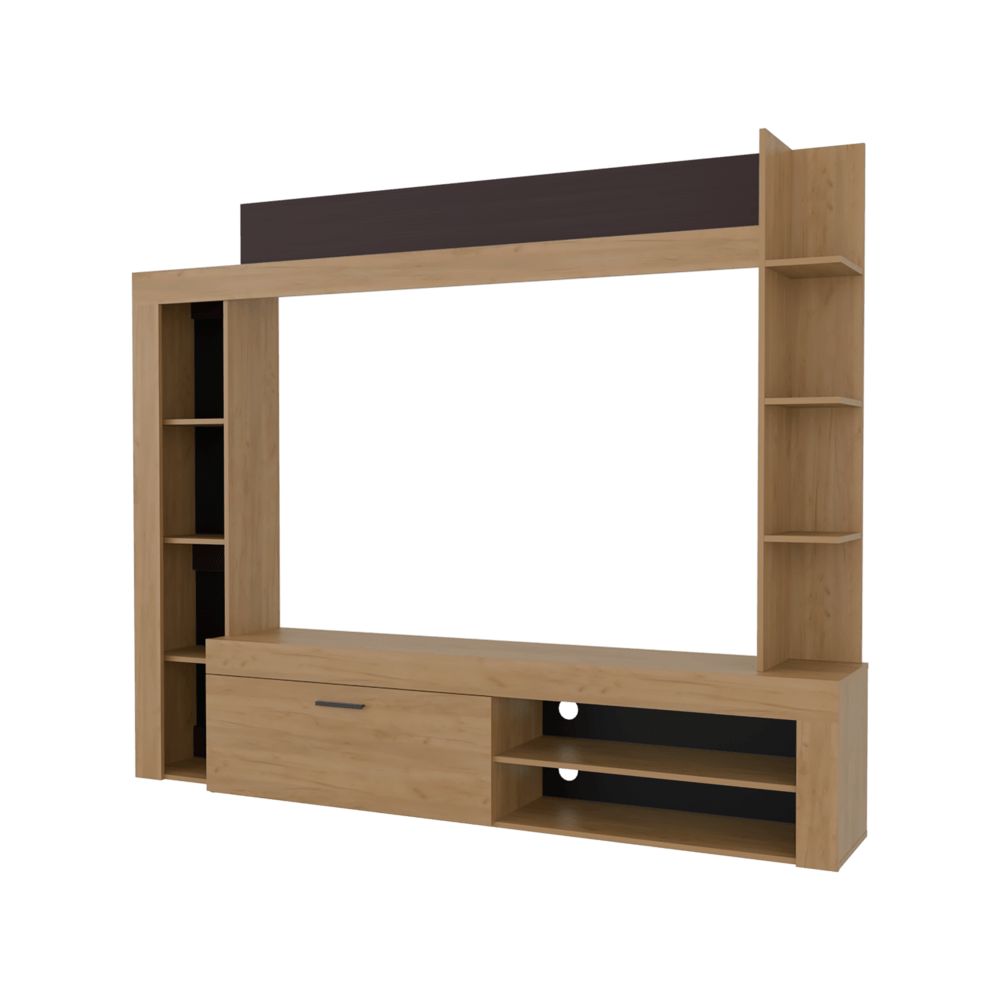 Centro De Entretenimiento Cecil 70" 178X215X35 Rta Fresno Wengue Zf