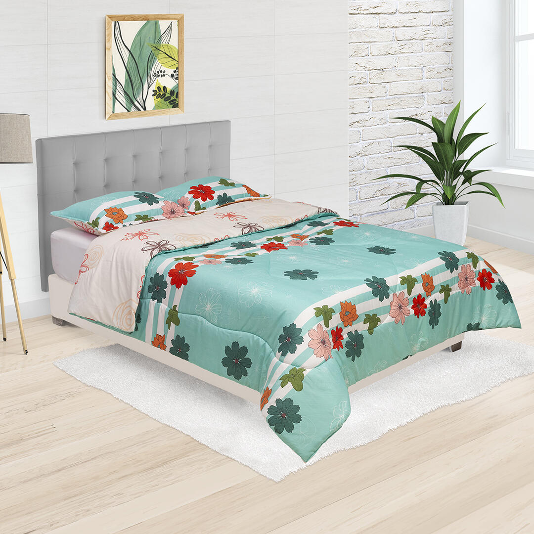 Cubrelecho Semiacolchado Doble Renacer Floral  Ultra Suave