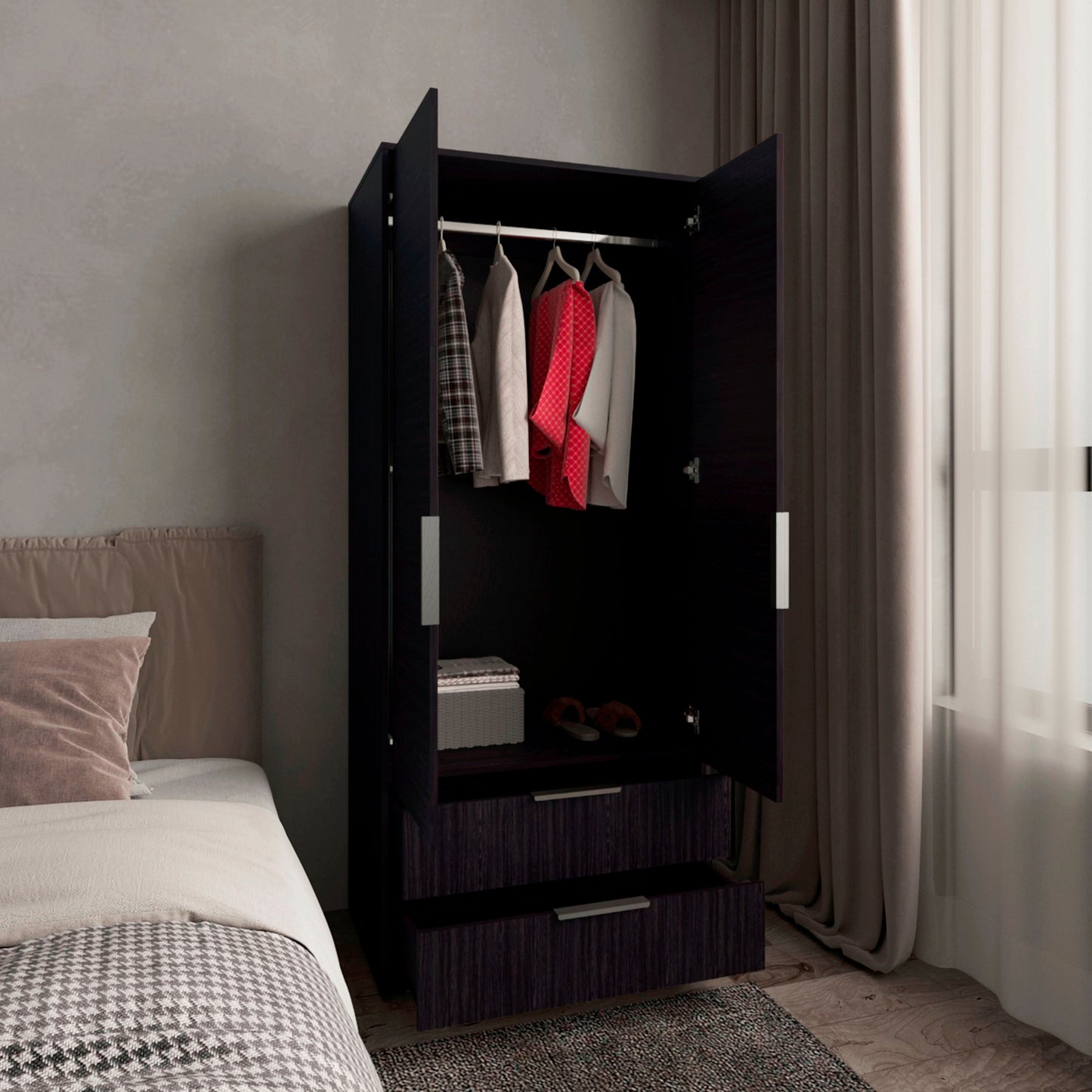 Closet Wenden Dos Cajones 189X80X52,3 Rta Wengue Zf
