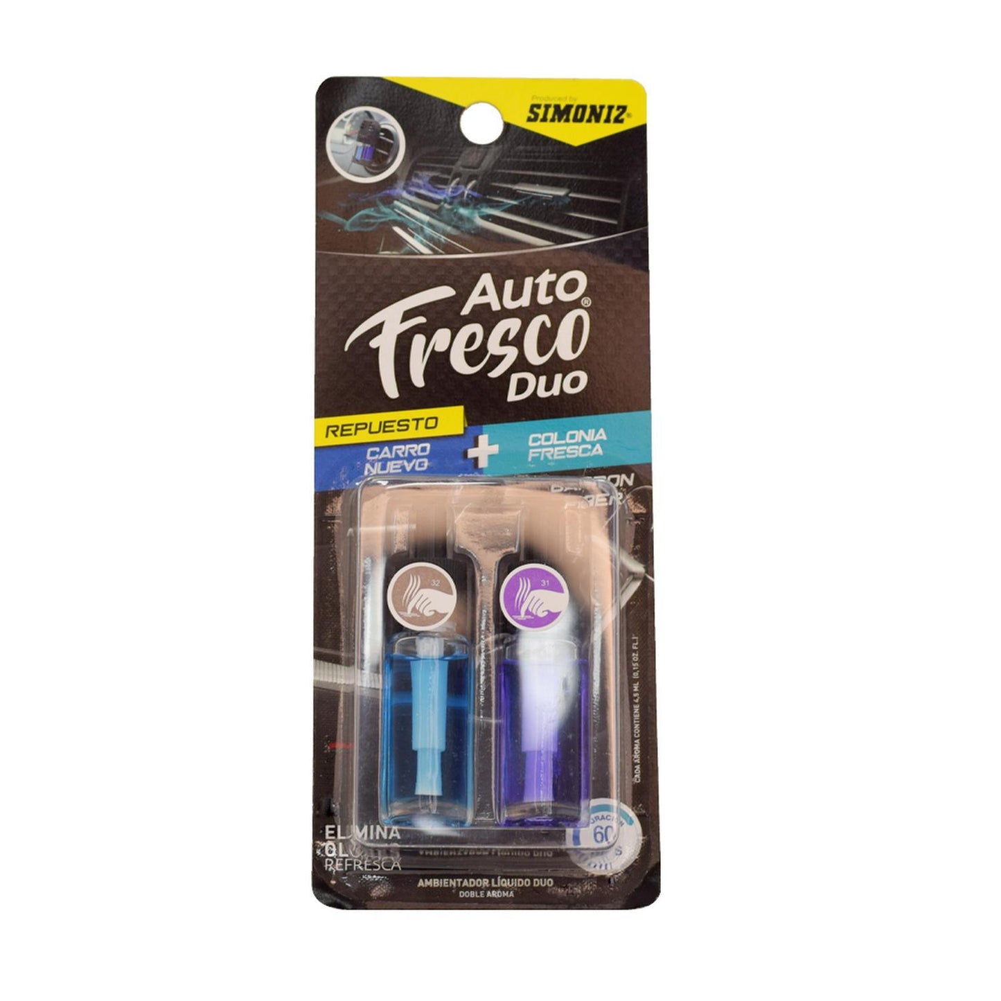 Ambientador Shick Repuesto Splash X 2 Carro Nvo  Colonia Fresca Simoniz 108988