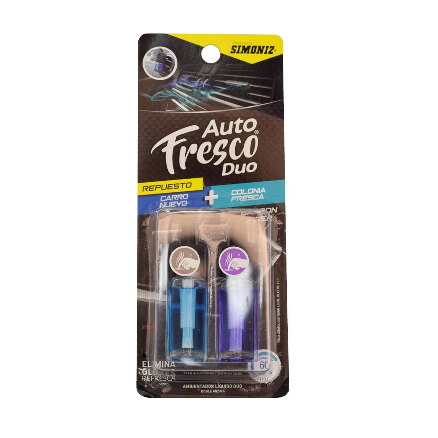 Ambientador Shick Repuesto Splash X 2 Carro Nvo  Colonia Fresca Simoniz 108988