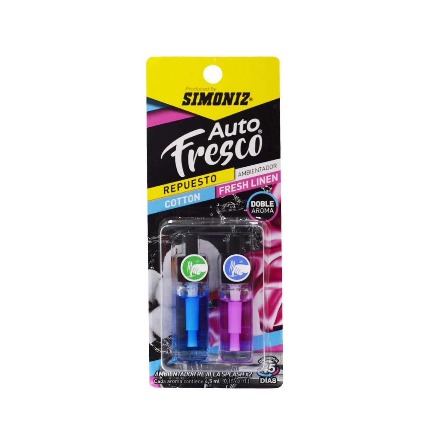 Ambientador Shick Repuesto Splash X 2 Cotton  Fresh Linen Simoniz 108984
