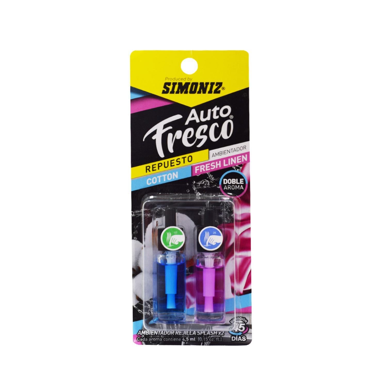 Ambientador Shick Repuesto Splash X 2 Cotton  Fresh Linen Simoniz 108984