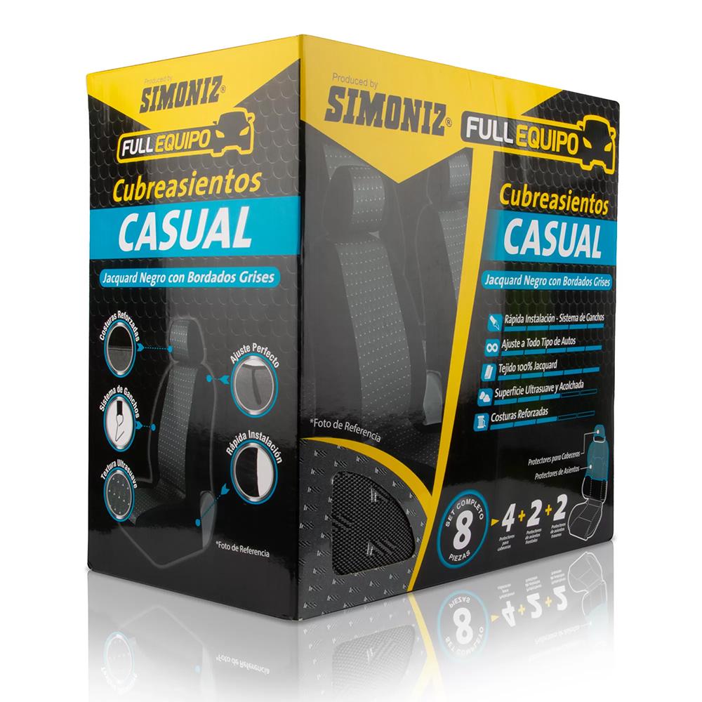 Cubreasientos Casual Forro Jacquard Negro Tkc X 8 Pcs 105989
