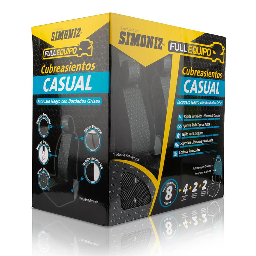Cubreasientos Casual Forro Jacquard Negro Tkc X 8 Pcs 105989