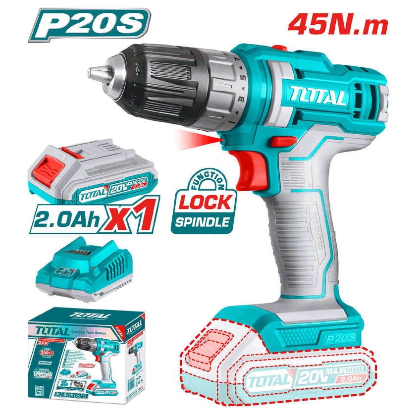 Taladro Inalambrico 13238 20V Incluye 1 Bateria 20Ah Y 1 Cargador Industrial Totalutdli200518