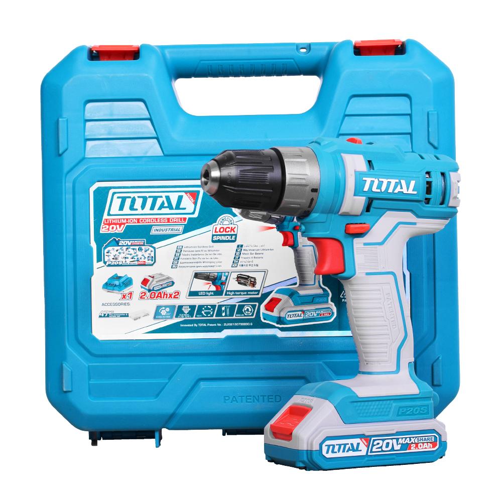Taladro Inalambrico 13238 20V Incluye 2 Bateria 20Ah 1Cargador Y 47 Accesorios Caja Plastica Industrial Totalutdli200528