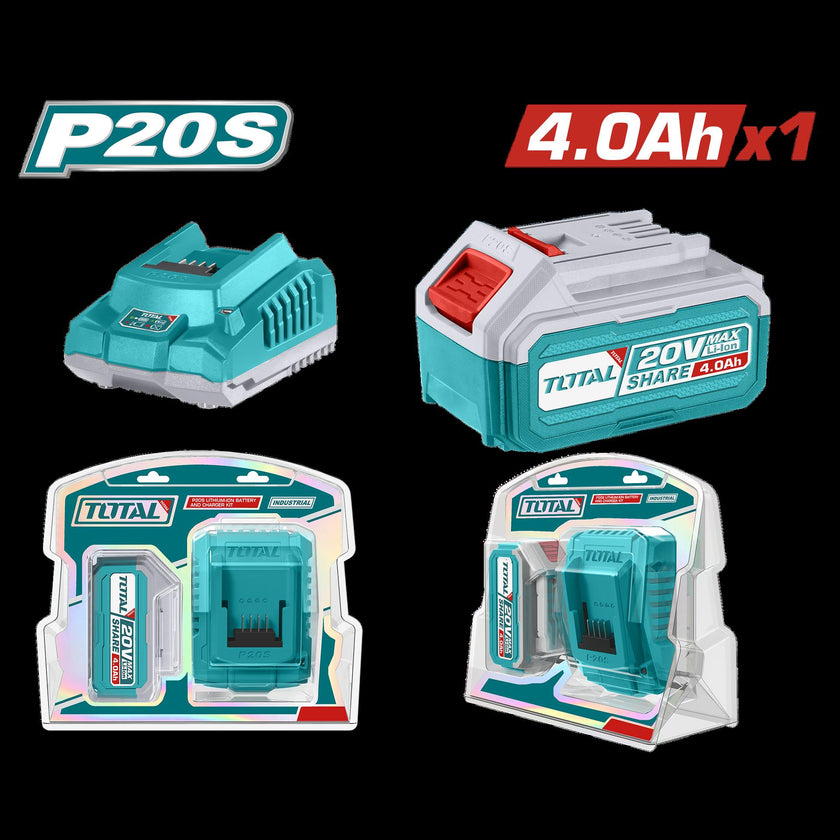 Kit De Bateria Y Cargador De 20V 40Ah Industrial Total Utfbcpk1214