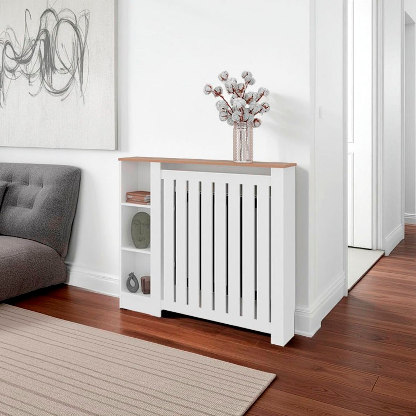 Mueble Auxiliar Radiador Joseph 105X122X20 Rta Blanco Fresno Zf