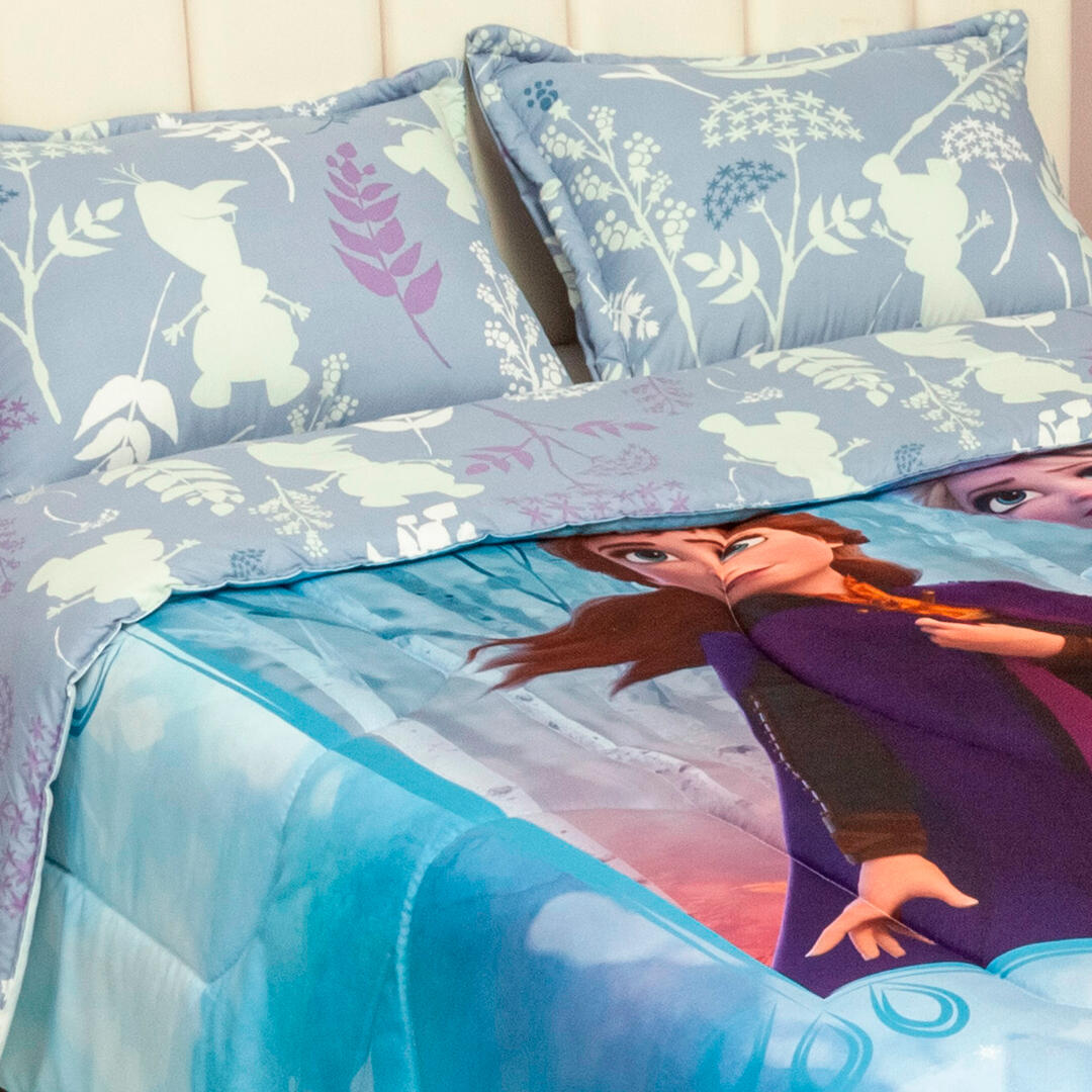 Cubrelecho Acolchado Disney Core Frozen Celeste Estampados Animados