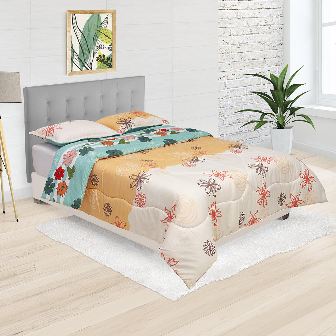 Cubrelecho Semiacolchado Doble Renacer Floral  Ultra Suave