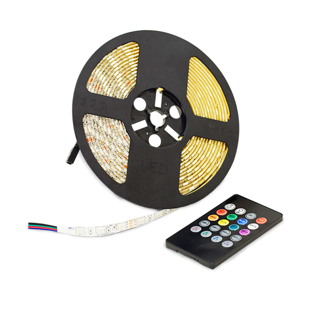 Luces Cinta Led Rgb Con Control 12V Fuente 1Amp 5Mts 60Lm Sm2D605050
