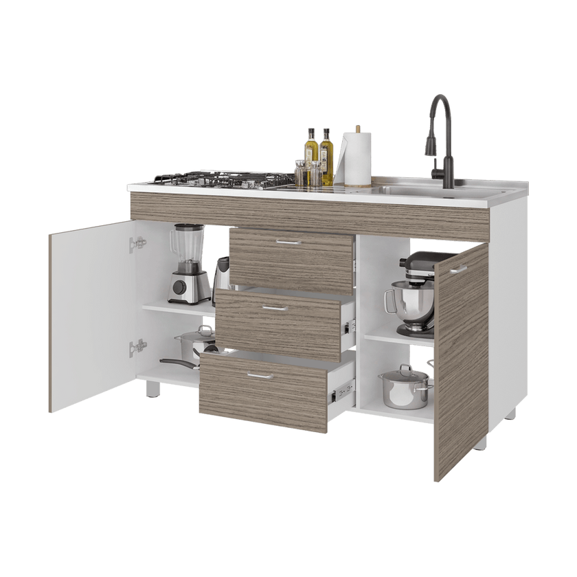 Mueble Inferior De Cocina Der Lumina 84X150X52 Rta Blanco Positano
