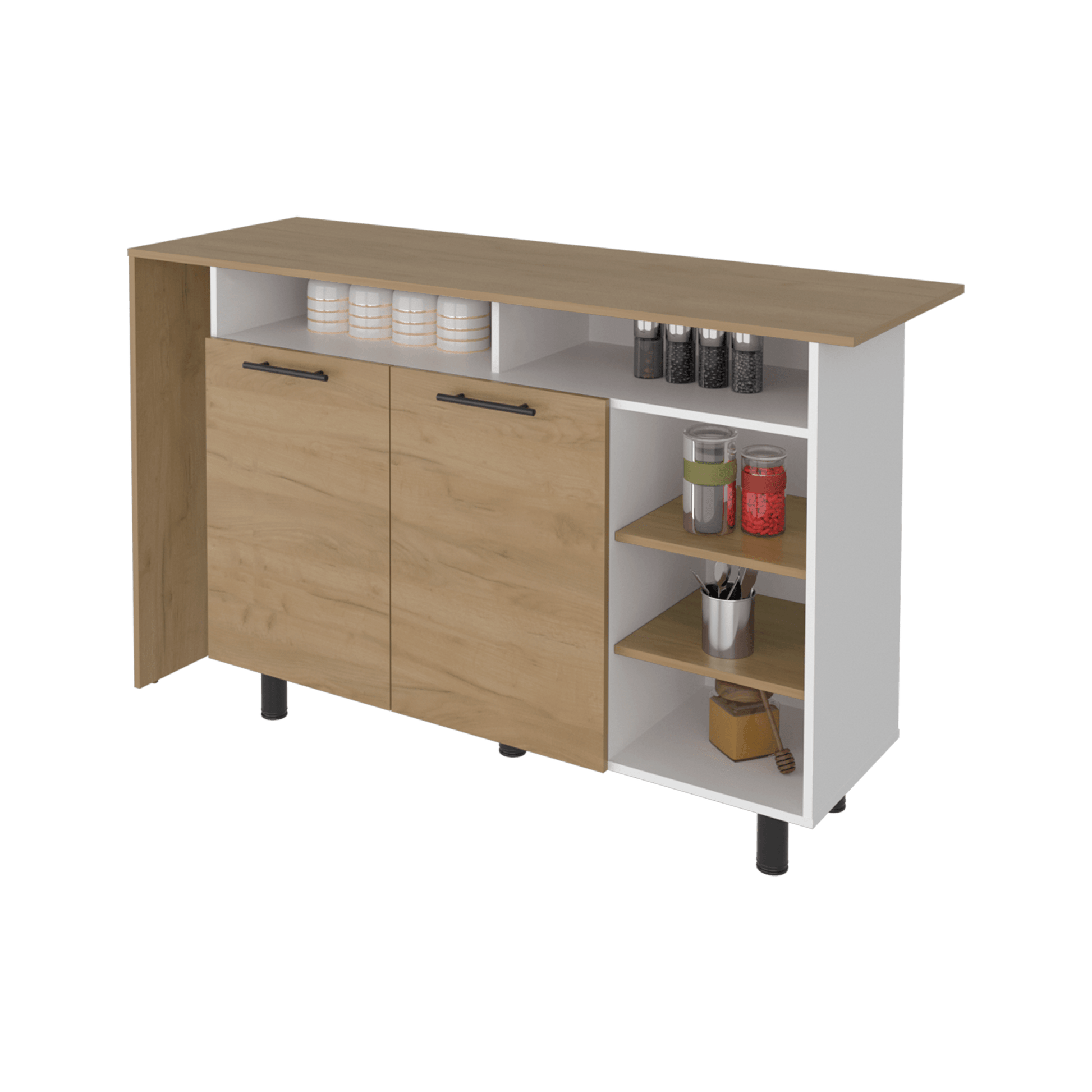 Isla De Cocina Corcega 89X150X52 Rta Fresno Blanco Zf