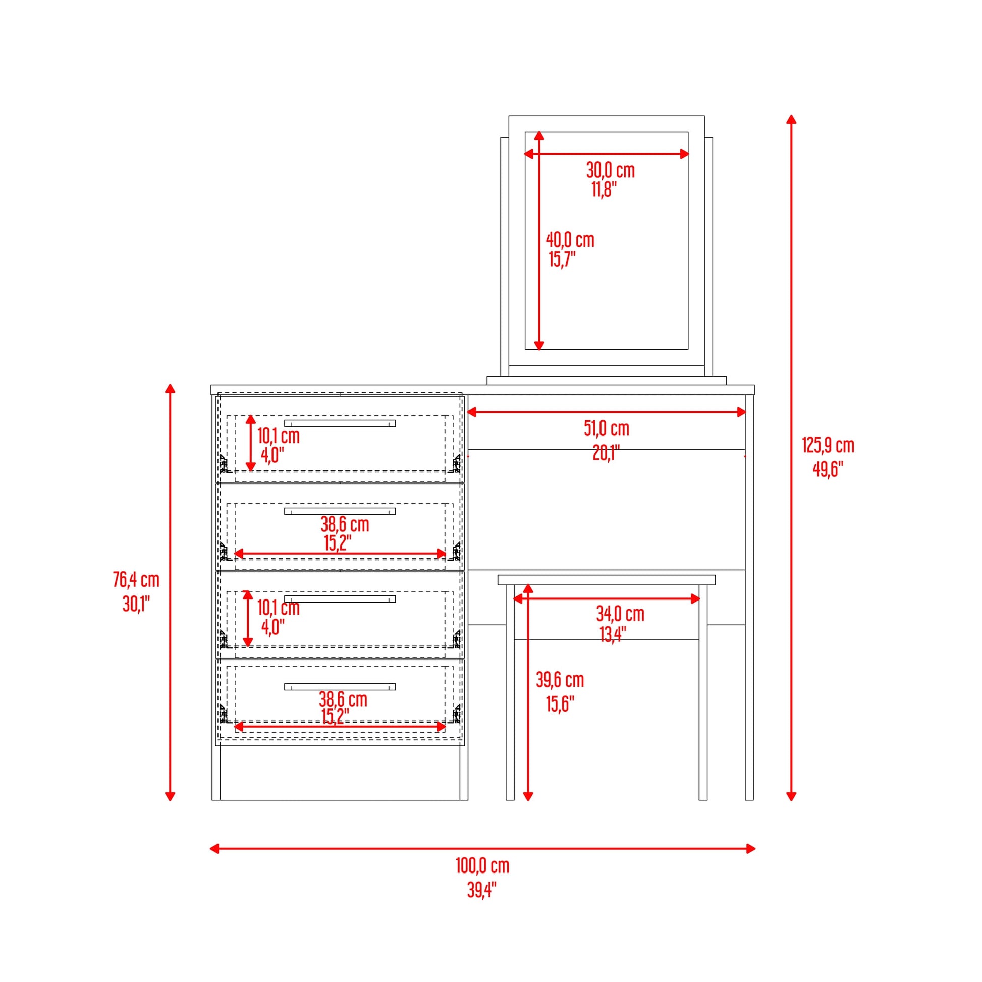 Mueble Tocador Kaia Rta Avellana + Wengue