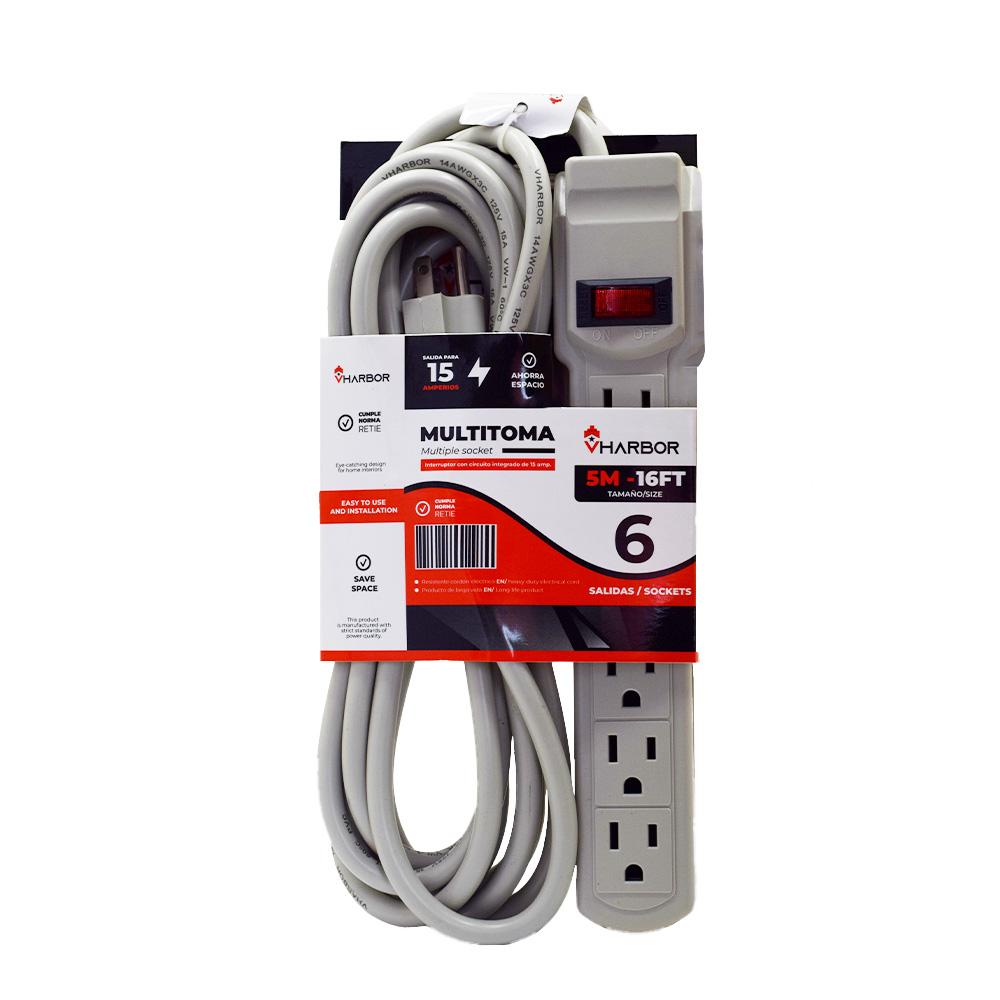 Toma Multiple  X6  Cable De 5Mts Vharbors255M