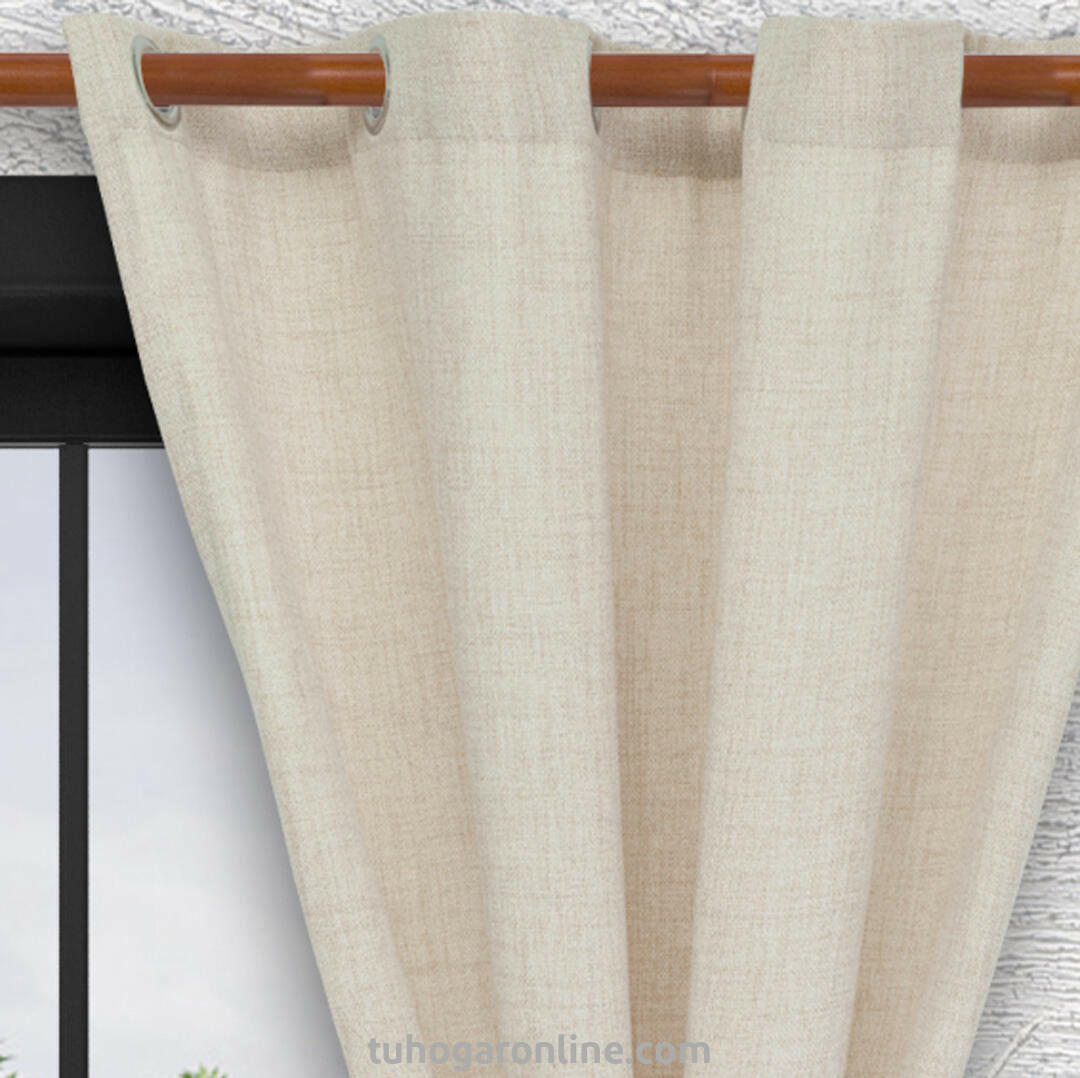 Cortina Arpillera Ancestral Argolla Beige De Lujo
