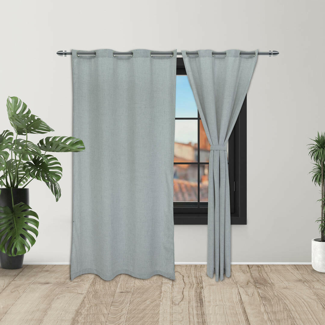 Cortina Lino Gris Ancestral Argolla