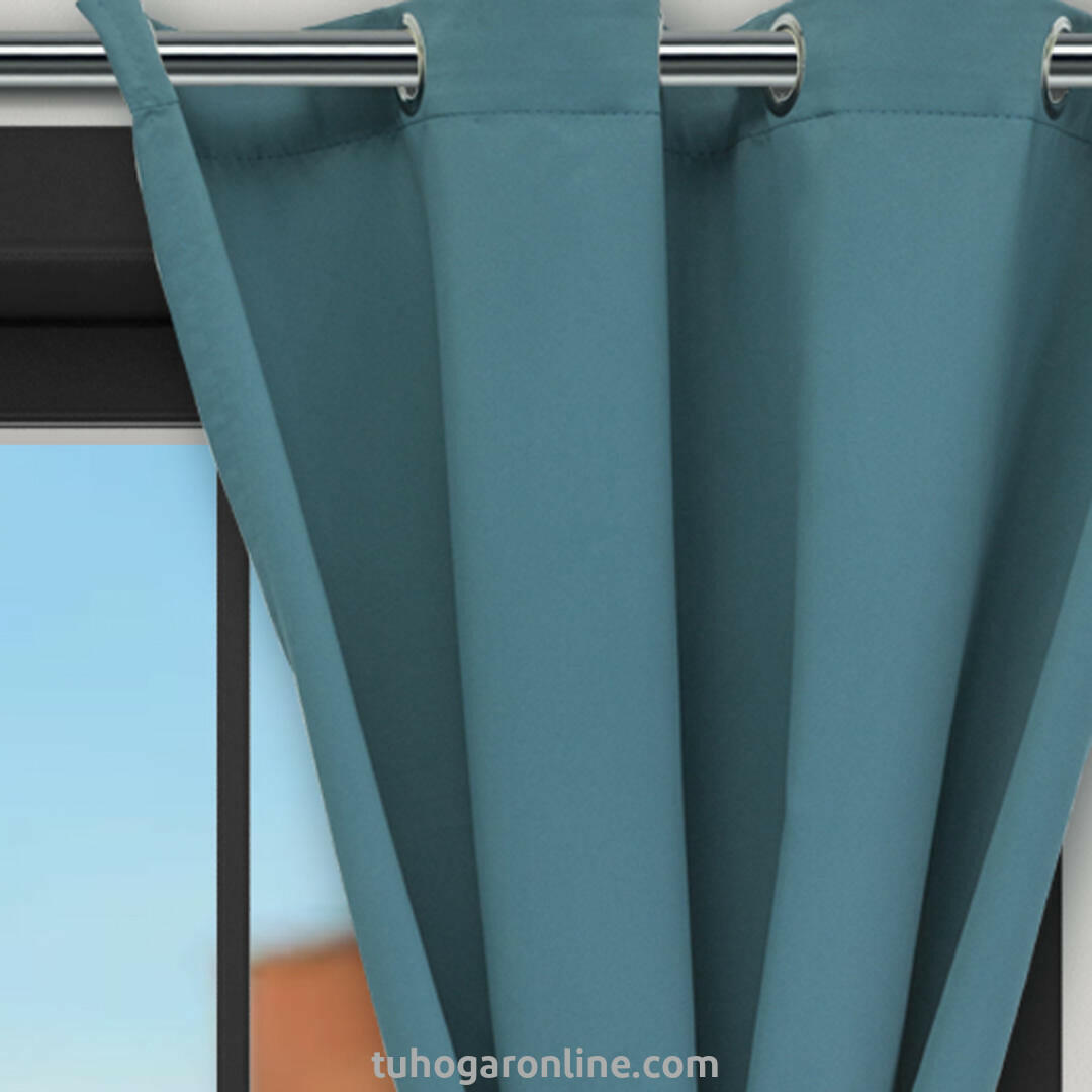 Cortina Black Out Anti-Luz Argolla Roller Azul Petroleo