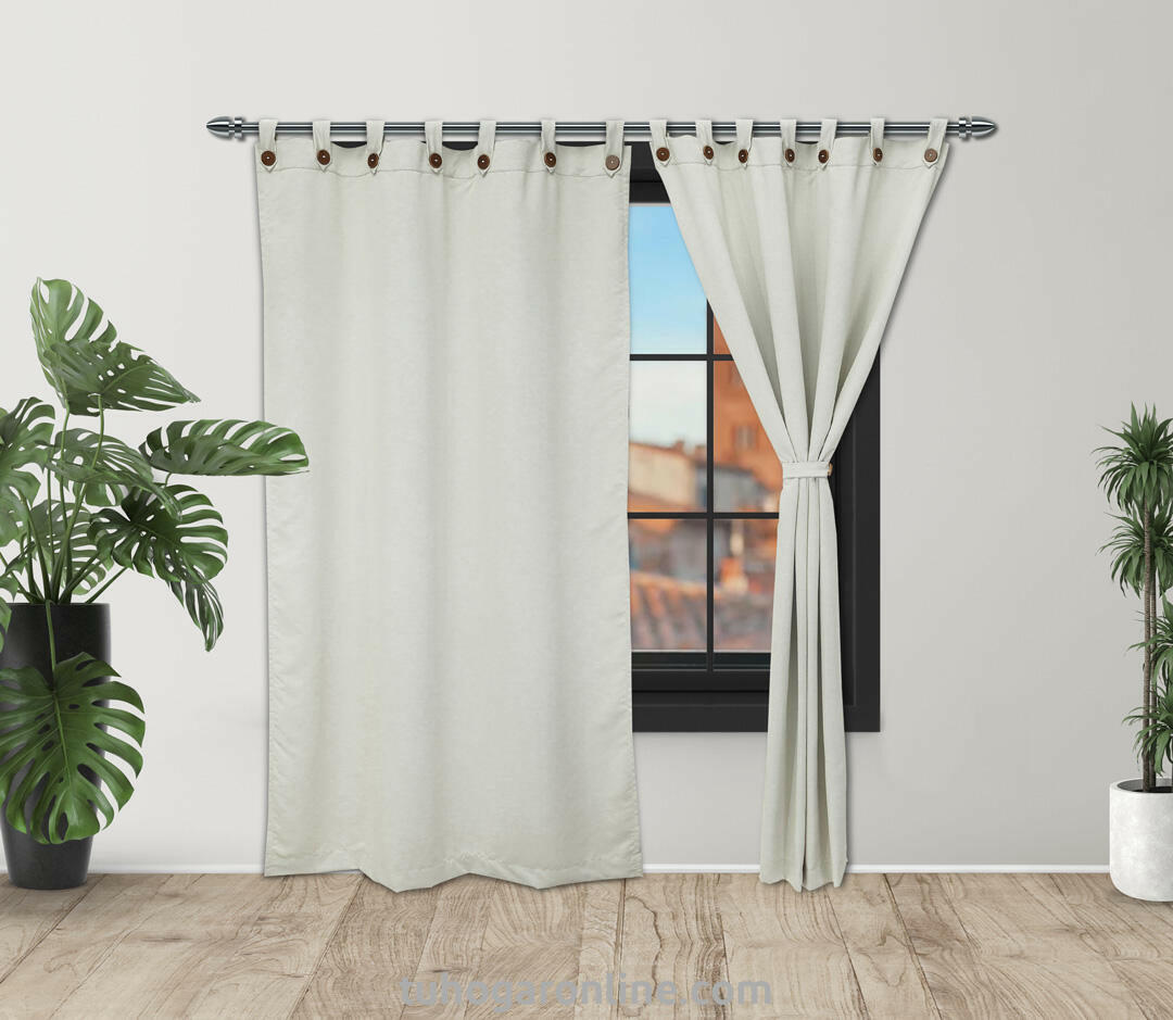 Cortina Black Out Anti-Luz Boton Roller Blanco Estilizadas