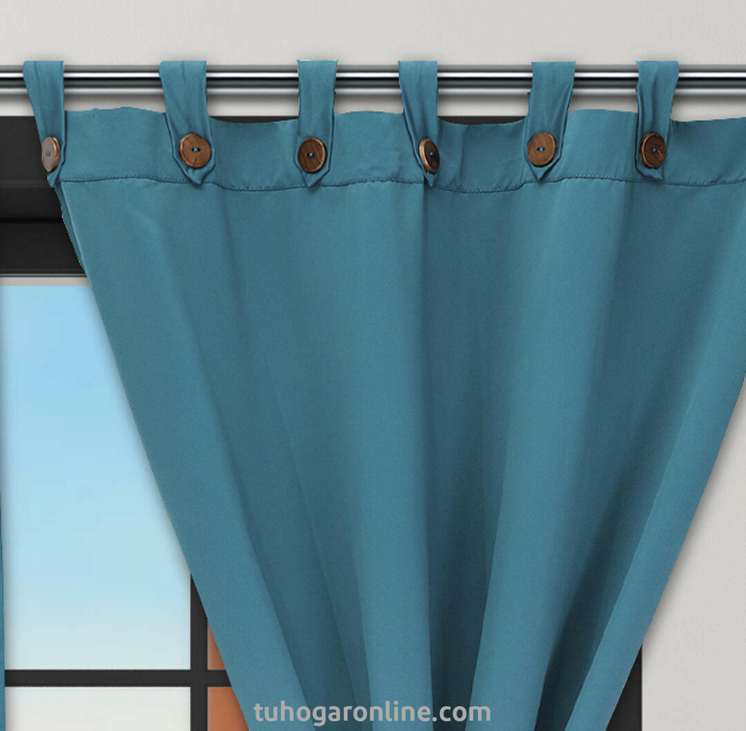 Cortina Black Out Anti-Luz Boton Roller Azul Estilizadas