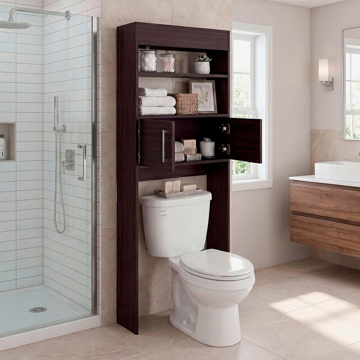 Optimizador De Baño Madrid 160X62X20 Rta Avellana Zf