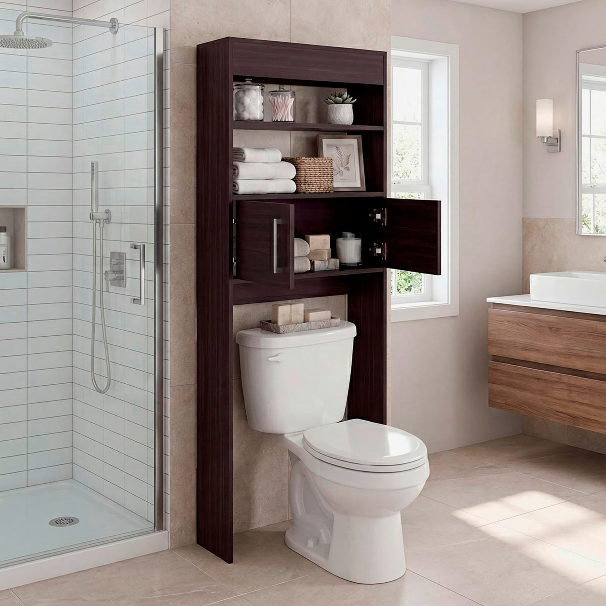 Optimizador De Baño Madrid 160X62X20 Rta Avellana Zf