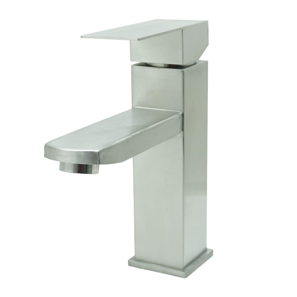 Llave Lavamanos Monocontrol Acero Inoxidable Cuadrada
Satinada Baja 18Cm
 Uduke
 Ht2032
