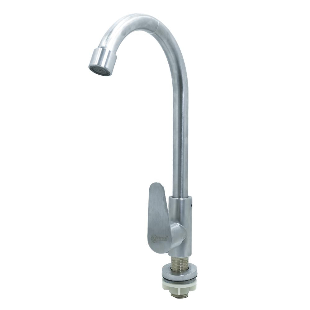 Llave Lavamanos Acero Inoxidable Redonda Satinada Uduke Ht2042