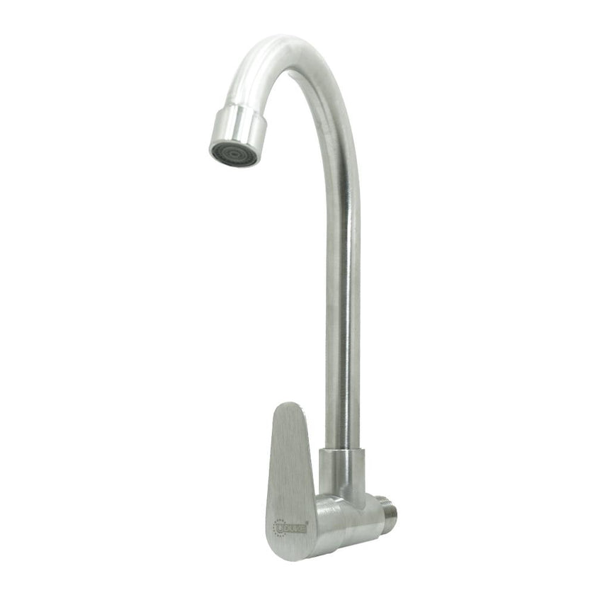 Llave Lavaplastos Cuello Ganso Pared Aleta Acero Inoxidable  Satinada Uduke
Ht2044