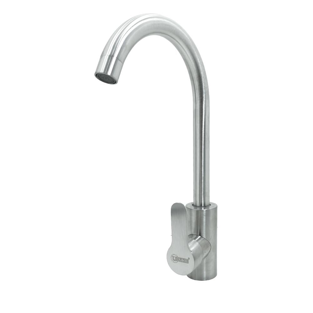Llave Lavaplatos Acero Inoxidable Monocontrol  Redonda Satinada Uduke Ht2049