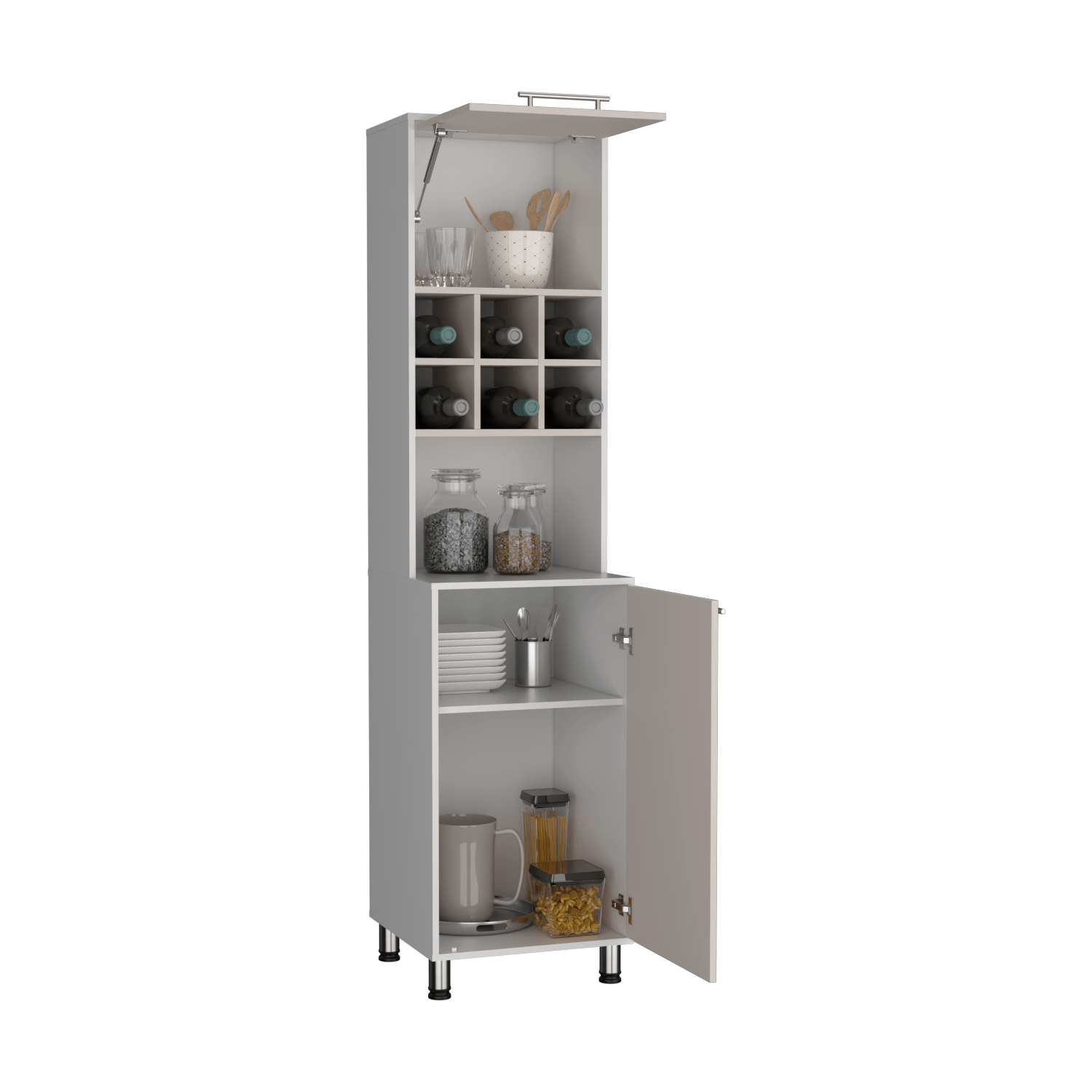 Mueble Alacena Attica 204X50X49 Rta Blanco Mqz + Capri