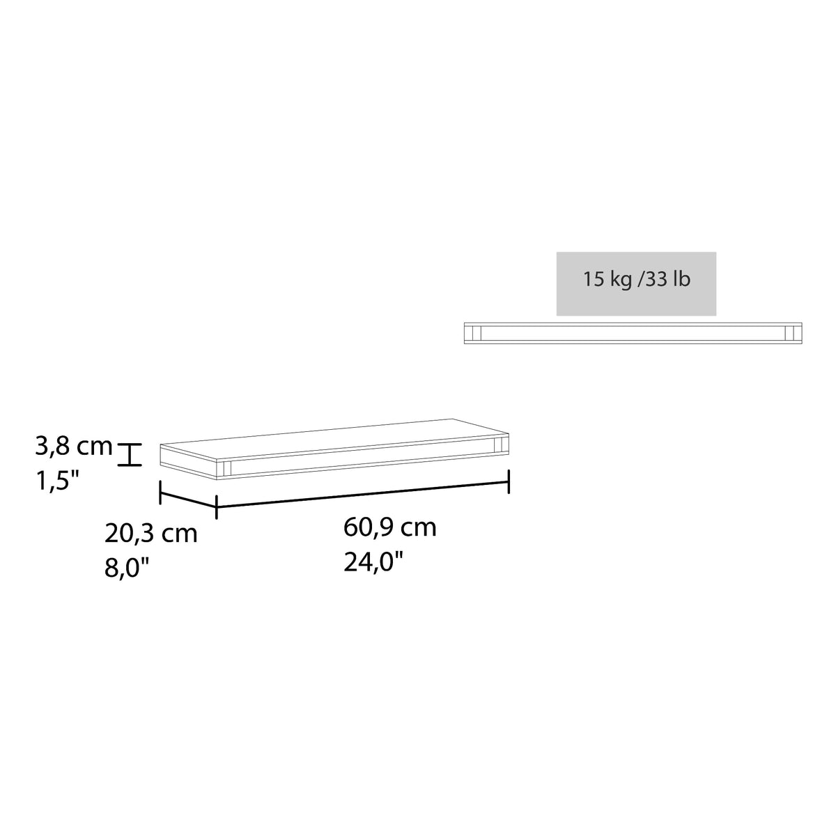 Repisa Flotante Shelf 2 Unds 3X60X20 Rta Blanco Zf