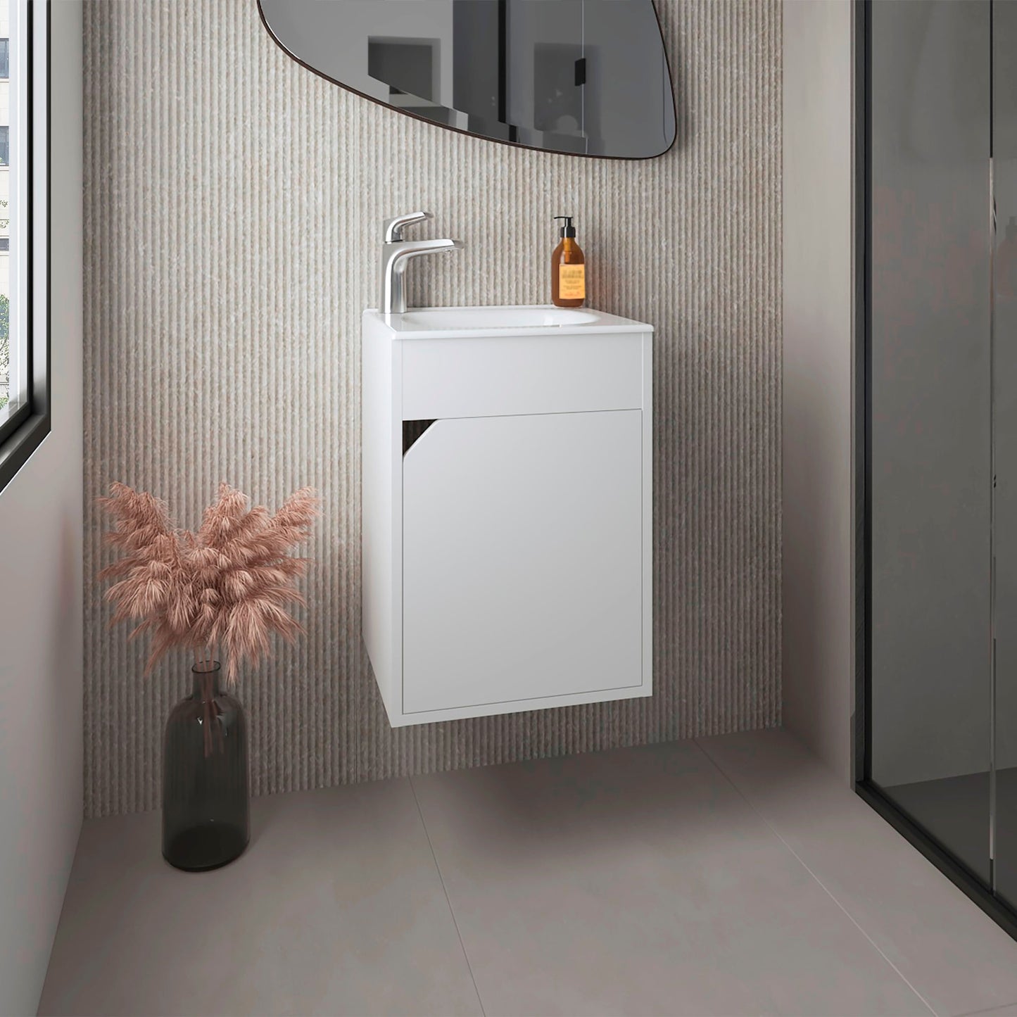 Mueble Lavamanos Flotante Bethel 55X39X32 Rta Blanco Zf